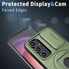 Seashell Digital Samsung Galaxy A13 4g/5g Kickstand Kılıf Slayt Lens Kapağı Tpu+Pc Anti-Drop Telefon Kapağı-Yeşil (Yurt Dışından)