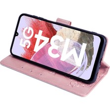 Seashell Digital Samsung Galaxy M34 5g Kılıf Için Pu Deri Kart Yuvaları Tutucu Cep Çiçek Telefon Kapağı-Gül Altın (Yurt Dışından)