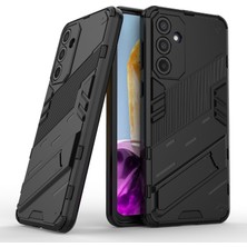 Seashell Digital Samsung Galaxy M55 5g Kılıf Kickstand Koruyucu Pc+Tpu Telefon Kapağı-Siyah (Yurt Dışından)