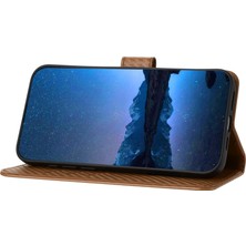 Seashell Digital Samsung Galaxy S23 + Deri Kılıf Karbon Fiber Doku Folyo Halkalı Telefon Kılıfı Kapak-Kahve (Yurt Dışından)