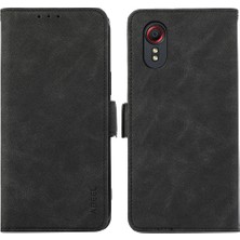 Seashell Digital Samsung Galaxy Xcover7 Kılıf Yan Manyetik Kapatma Kart Yuvaları Rfıd Engelleme Telefon Kapağı-Siyah (Yurt Dışından)