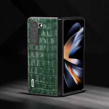 Seashell Digital Samsung Galaxy Z Fold6 5g Kılıf Timsah Dokulu Hakiki Inek Derisi+Pc Telefon Kapağı-Yeşil (Yurt Dışından)