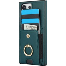 Seashell Digital Samsung Galaxy S23 Ultra Kılıf Deri+Tpu Kickstand Kartlık Telefon Kapağı-Yeşil (Yurt Dışından)
