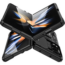 Seashell Digital Samsung Galaxy Z Fold6 5g Kickstand Kılıf Slayt Lens Kapağı Pc+Tpu Telefon Kabuğu-Siyah Için Armor Serisi (Yurt Dışından)