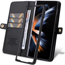 Seashell Digital Samsung Galaxy Z Fold6 5g Kılıf Pu Deri Güçlü Manyetik Flip Hone Kapak-Siyah (Yurt Dışından)