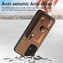 Seashell Digital Samsung Galaxy A13 4g Kılıf Kart Tutucu Tasarımlı Pu Deri Arka Kapak Bileklik Kickstand-Kahverengi (Yurt Dışından)