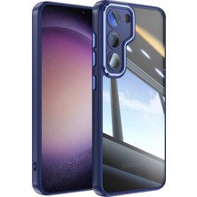 Seashell Digital Samsung Galaxy S23+KILIF Tpu+Metal Düğmeli Akrilik Telefon Kılıfı-Koyu Mavi (Yurt Dışından)