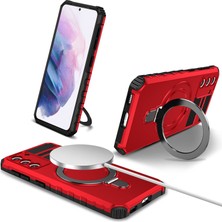 Seashell Digital Samsung Galaxy S21+5G Için Darbeye Dayanıklı Kılıf Kickstand Pc+Tpu Telefon Kılıfı Magsafe-Red ile Uyumlu (Yurt Dışından)