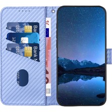 Seashell Digital Samsung Galaxy S23 + Deri Kılıf Karbon Fiber Doku Folyo Halkalı Telefon Kılıfı Kapak-Açık Mor (Yurt Dışından)