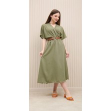 Hellie Derı Kemerlı Keten Elbise