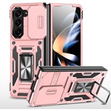 Seashell Digital Zırh Serisi Samsung Galaxy Z Fold6 5g Kickstand Kılıf Slayt Lens Kapağı Pc + Tpu Telefon Kabuk-Gül Altın (Yurt Dışından)