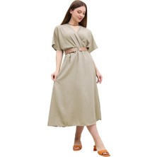 Hellie Derı Kemerlı Keten Elbise