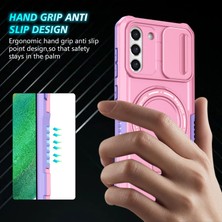 Seashell Digital Samsung Galaxy S21 Fe 5g Kılıf Pc+Tpu Manyetik Telefon Kabuğu, Slaytlı Kamera Kapağı-Mor/pembe (Yurt Dışından)