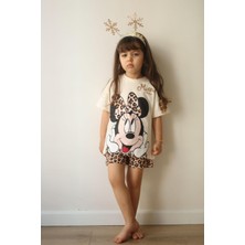 Newday Boutique Minnie Mouse Leoparlı Şortlu Takım