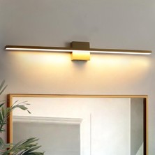 Astricon Pilli LED Modern Duvar Aplik  Eskitme Gold 3000K Banyo Aynası Dolapları Yatak Odası Pil Dahildir 70CM