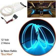 Sezgin 2 Metre Ice Blue Araç İçi Torpido Ledi Renkli Ip Neon Ip LED Şerit LED Neon İp LED