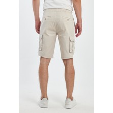 The Season Theseason Erkek Kargo Cepli Beli Lastikli Comfort Fit Pamuklu Esnek Bej Şort