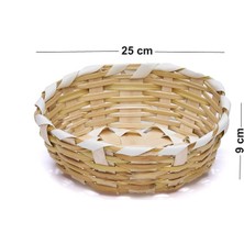 Nebiyan Ahşap Sepet El Yapımı Örgü. Tabak Şekil.  25X9 Cm. Ölçüleri %10 Değişiklik Gösterebilir.