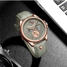 Qingxiya Lüks Deri Erkek Kol Saati 3 Atm Su Geçirmez