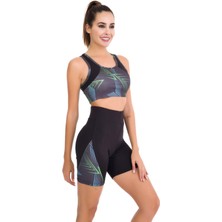 Quilling Gri - Siyah Renk Lady 4012 Kadın Kısa Tayt Büstiyer Spor Takım