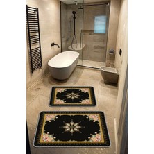 Artizon Dekoratif Modern Tasarım Kaymaz Taban Yıkanabilir Ikili Takım Banyo PASPASI(50X60-60X90 Cm)