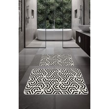 Artizon Dekoratif Modern Tasarım Kaymaz Taban Yıkanabilir Ikili Takım Banyo PASPASI(50X60-60X90 Cm)