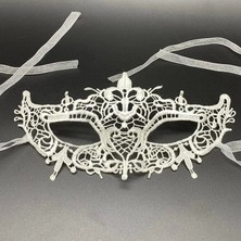 Ynt İthalat Beyaz Renk Dantel Kesim Dantel Işlemeli Balo Parti Maskesi 2 No