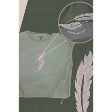 Kids Little Store Bağcıklı Yeşil Kız Çocuk T-Shirt ( 6-9 Yaş )