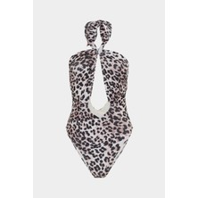 Açelya Okcu Premium Leopar Desen Demeter Fit Kadın Mayo