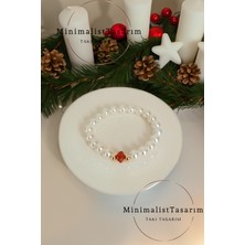 Minimalist Tasarım Kristal Taşlı Inci Bileklik, Incili Bileklik, Inci Kolye Bileklik,  Nedime Bilekliği, Kına Bilekliği