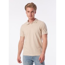 Denim Trip Polo Yaka Düz Bej Erkek T-Shirt DT10715_SLIM Fit Bej Erkek T-Shirt