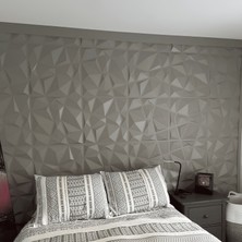 Bella Carpeti 3D Kabartmalı Gri/mat Renk Yeni Nesil Yapışkanlı Pvc Duvar Kağıdı Paneli Elmas Model 50X50CM