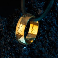 Anı Yüzük Yüzüklerin Efendisi Güç Yüzükleri Kolyesi Açık Gold Renk Deri Ipli