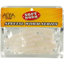 Albastar Silikon Kurt Sahte Yem - Balıkçılık - 70 mm - Sedef Beyaz