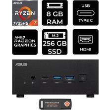 ASUS Expertcenter PN53 Amd Ryzen 7 7735HS 8gb 256GB SSD Fdos Mini Pc & Per4 USB Bellek PN53P301