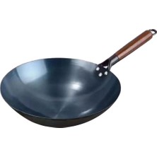 Stshop Yapışmaz Wok Tencereler Manuel Dövme Tava Yuvarlak Wok 34CM (Yurt Dışından)