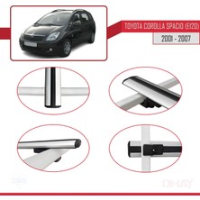 RE&AR Tuning Toyota Corolla Spacio (E120) 2001-2007 Arası ile Uyumlu Basıc Model Universal Ara Atkı Tavan Barı Gri 2 Adet