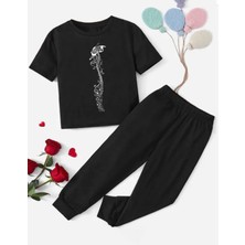 Kids Face Özel Tasarım Melodi Kelebek Baskılı Kısa Kollu Yazlık Ter Tutmayan Kız Çocuk Eşofman Takımı