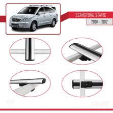 RE&AR Tuning Ssangyong Stavic 2004-2012 Arası ile Uyumlu Basıc Model Universal Ara Atkı Tavan Barı Gri 2 Adet