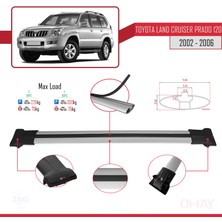 RE&AR Tuning Toyota Land Cruiser Prado (J120) 2002-2006 Arası ile Uyumlu Fly Model Ara Atkı Tavan Barı Gri 3 Adet