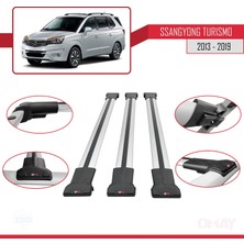RE&AR Tuning Ssangyong Turismo 2013-2019 Arası ile Uyumlu Fly Model Ara Atkı Tavan Barı Gri 3 Adet