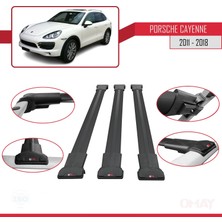 RE&AR Tuning Porsche Cayenne 92A 2011-2018 Arası ile Uyumlu Fly Model Ara Atkı Tavan Barı Siyah 3 Adet