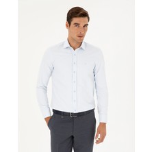 Pierre Cardin Erkek Açık Mavi Slim Fit Armürlü Uzun Kollu Gömlek 50289417-VR003