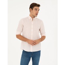 Pierre Cardin Erkek Pudra Keten Karışımlı Regular Fit Uzun Kollu Gömlek 50284168-VR042