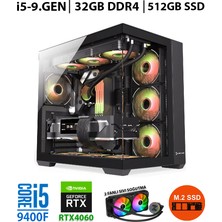 Zeiron Zero RTX85 Intel Core I5-9400F 32GB Ram 512 GB M.2 Nvme 8gb RTX4060 Sıvı Soğutmalı Oyuncu Masaüstü Bilgisayar