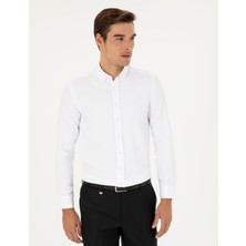 Pierre Cardin Erkek Beyaz Oxford Slim Fit Uzun Kollu Gömlek 50289396-VR013