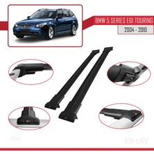 RE&AR Tuning Bmw 5 Serisi (E61) Touring 2004-2010 Arası ile Uyumlu Fly Model Ara Atkı Tavan Barı Siyah 2 Adet