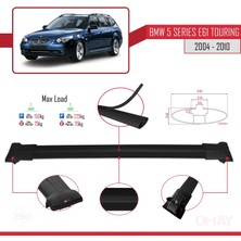 RE&AR Tuning Bmw 5 Serisi (E61) Touring 2004-2010 Arası ile Uyumlu Fly Model Ara Atkı Tavan Barı Siyah 2 Adet