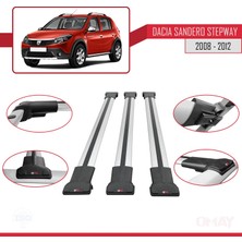 RE&AR Tuning Dacia Sandero Stepway 2008-2012 Arası ile Uyumlu Fly Model Ara Atkı Tavan Barı Gri 3 Adet