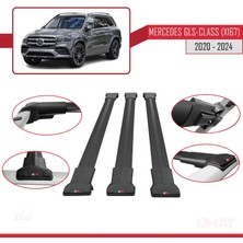 RE&AR Tuning Mercedes Gls Class (X167) 2020 ve Sonrası ile Uyumlu Fly Model Ara Atkı Tavan Barı Siyah 3 Adet